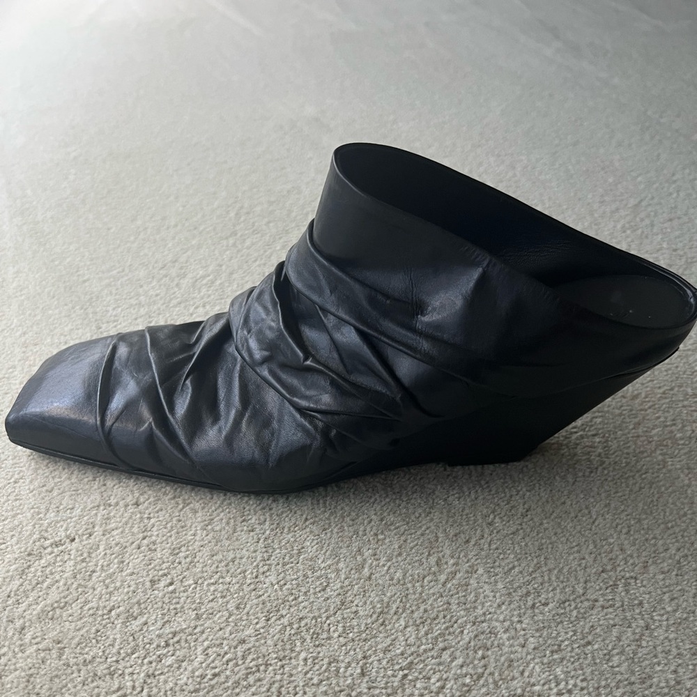 Rick Owens Black Ruched Mules
